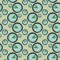 Blue clocks,seamless pattern on green background. vector