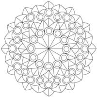 Contour geometric mandala with petals and circles, meditative coloring page with simple patterns vector