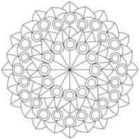 Contour geometric mandala with petals and circles, meditative coloring page with simple patterns vector