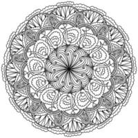 Outline mandala with funny birds, coloring page with patterns and peacocks vector