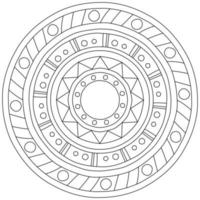 Simple contour mandala in with geometric shapes, coloring page in the form of a circle with simple patterns vector