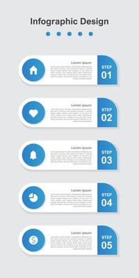 Five Steps blue abstract business infographic template