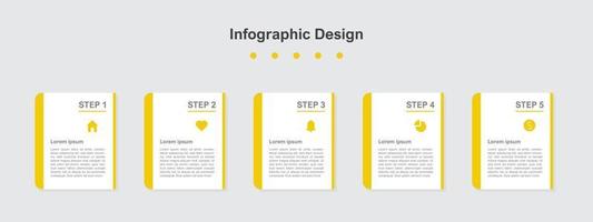 Five Steps orange abstract business infographic template vector