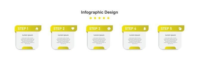 Five Steps yellow abstract business infographic template vector