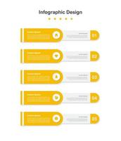 plantilla de infografía empresarial abstracta naranja de cinco pasos vector