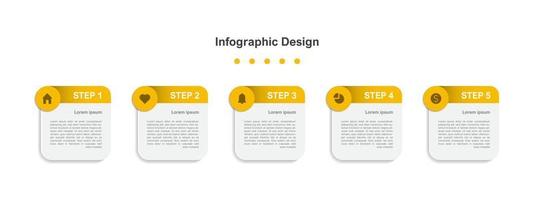 Five Steps orange abstract business infographic template vector