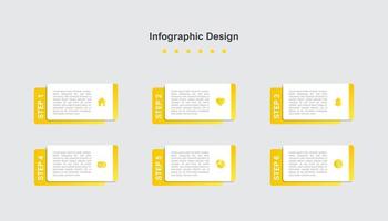 plantilla de infografía empresarial abstracta naranja de seis pasos vector