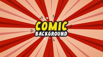 Comic abstract red background with radial rays and halftone vector