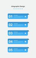 Five Steps blue abstract business infographic template vector