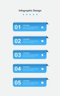 Five Steps blue abstract business infographic template
