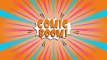 Comic abstract orange background with radial rays and halftone vector