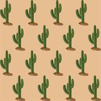 Vector seamless floral pattern with cactuses on beige background.