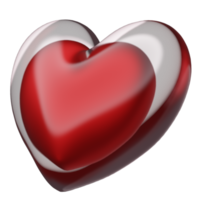 vidriomorfismo de corazón rojo aislado. amor por la salud o el día mundial del corazón o el concepto del día de San Valentín, ilustración 3d o presentación 3d
