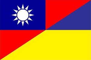 Flags of Ukraine and Taiwan, two flag vector illustrations symbolize relationship or opposition.