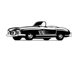 1960s car mercedes benz 300 sl roadster side view on white background. vector illustration design.