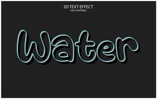 efecto de texto 3d editable, estilo de efecto de texto, plantilla de efecto de texto editable de agua vector