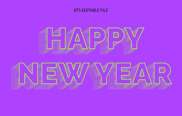Editable 3d text effect, text effect style, Happy New Year editable text effect template