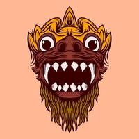 barong bali ilustración boceto dibujado a mano colorido para tatuajes, pegatinas, etc. vector