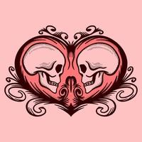 Skull couple Illustration hand drawn sketch colorful for tattoo, stickers, etc vector