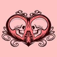 Skull couple Illustration hand drawn sketch colorful for tattoo, stickers, etc vector