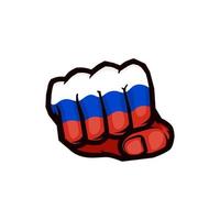 Flag of Russia on a clenched fist. Fighting, Power, Strength, Protest concept. Vector illustration