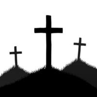 Grave with a cross. The silhouette is a tomb and a cross. Halloween, commemoration, sadness. Vector illustration.