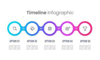 Infographic design template with icons and 5 options or steps. Timeline process for business. Vector illustration.