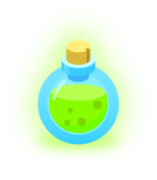 potions vertes dans une illustration de bouteille. élément graphique. png