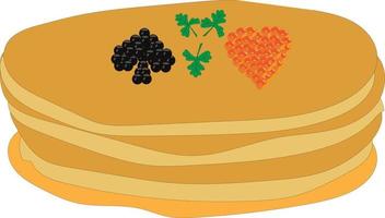 Stack of pancakes with caviar. Vector illustration.