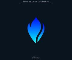 Blue flame modern and futuristic logotype illustration. Fire with blue gradient symbol. Fit for company brand, industry merch, identity. Vector eps 10