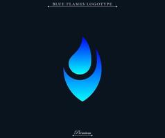 Blue flame modern and futuristic logotype illustration. Fire with blue gradient symbol. Fit for company brand, industry merch, identity. Vector eps 10