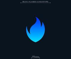 Blue flame modern and futuristic logotype illustration. Fire with blue gradient symbol. Fit for company brand, industry merch, identity. Vector eps 10