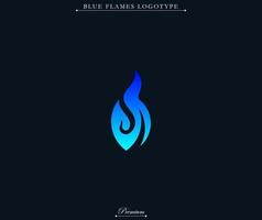 Blue flame modern and futuristic logotype illustration. Fire with blue gradient symbol. Fit for company brand, industry merch, identity. Vector eps 10