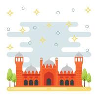 Trendy Badshahi Mosque vector