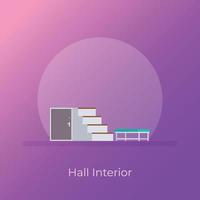 Trendy Hall Interior vector