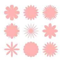 set of pink flower silhouette vector illustration