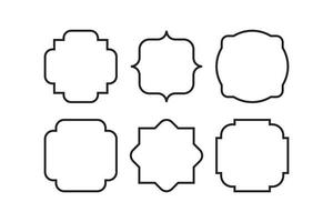 conjunto de formas de etiqueta de vector de línea ornamental cuadrada en blanco