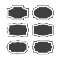 set of black rectangular vector label shapes with outline