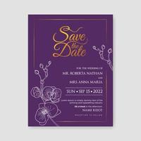 Ready to print orchid flower wedding invitation line art vector