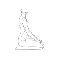 mujer figura sentada meditación continúa dibujo lineal vector