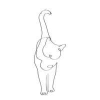 Cat continues line drawing elegant minimal sketch vector