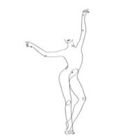 Female dancing pose standing elegant minimalist continues line drawing vector