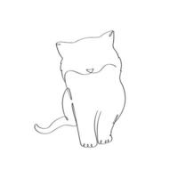 Baby cat minimalist continues line art drawing vector