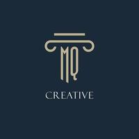 MQ initial logo for lawyer, law firm, law office with pillar icon design vector