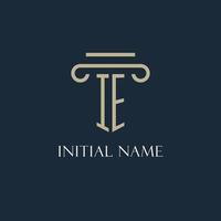IE initial logo for lawyer, law firm, law office with pillar icon design vector