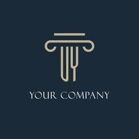 UY initial logo for lawyer, law firm, law office with pillar icon design vector