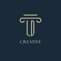 LD initial logo for lawyer, law firm, law office with pillar icon design vector