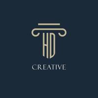 HD initial logo for lawyer, law firm, law office with pillar icon design vector