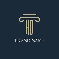 HO initial logo for lawyer, law firm, law office with pillar icon design vector