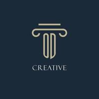 OD initial logo for lawyer, law firm, law office with pillar icon design vector